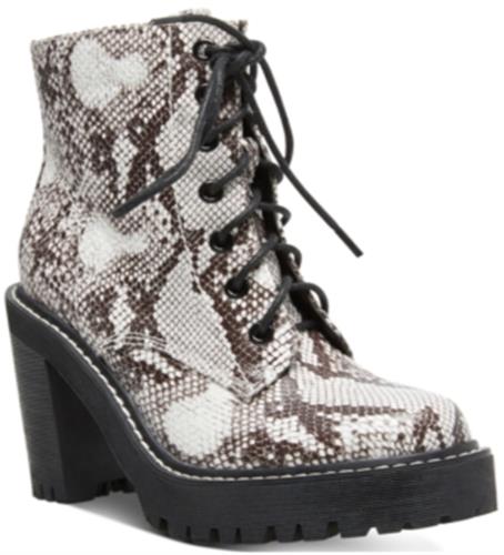 Material Girl Madden Girl Women's Archiee Snake Print Fashion Dress Boots Brown Size 8 M レディース