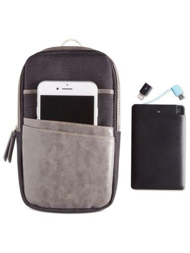 BUXTON Men s Gray Canvas Rfid Lining Power Bank Mixed Media メンズ