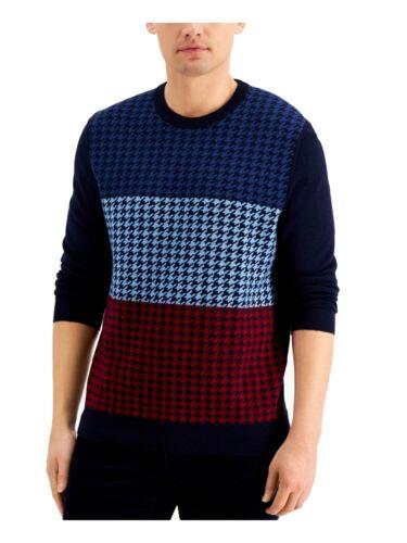 CLUBROOM Mens Navy Color Block Crew Neck Pullover Sweater S メンズ