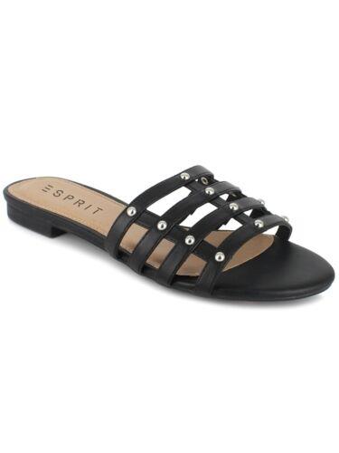 GXv ESPRIT Womens Black Studded Kylee Round Toe Slip On Slide Sandals Shoes 6 M fB[X