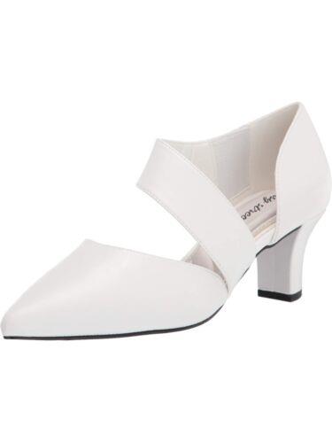 イージーストリート EASY STREET Womens White Dashing Toe Sculpted Heel Slip On Pumps Shoes 7 M レディース