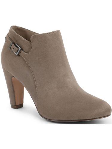 キスハグ XOXO Womens Beige Buckle Accent Jenia Almond Toe Cone Heel Zip-Up Booties 9 レディース