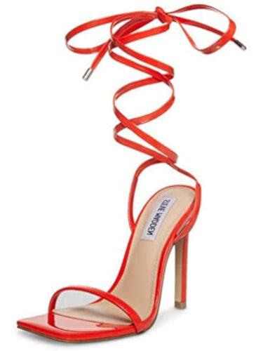 スティーブマデン メデン STEVE MADDEN Womens Red Uplift Square Toe Stiletto Sandals Shoes 6.5 M レディース