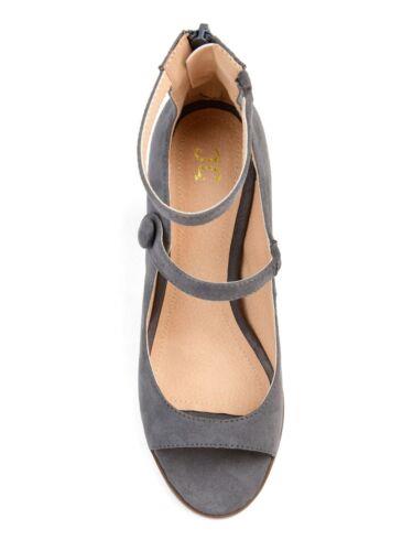 Wl RNV JOURNEE COLLECTION Womens Gray Goring Button Hipsy Open Toe Block Heel Pumps 7.5 fB[X
