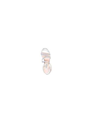 j[i NINA Womens Silver 0.5 Platform Glitter Ryckie Stiletto Slingback Sandal 9 M fB[X