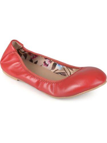 Wl RNV JOURNEE COLLECTION Womens Red Scrunched Lindy Round Toe Slip On Ballet Flats 6 M fB[X