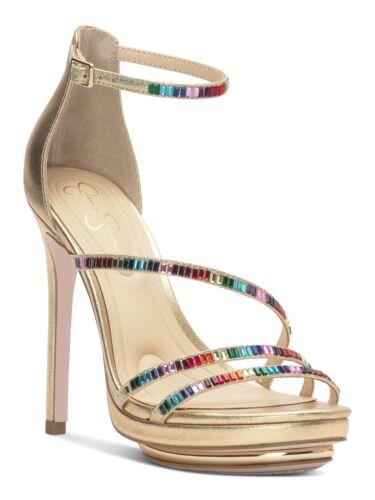 ץ JESSICA SIMPSON Womens Gold 1 Platform Embla Toe Stiletto Heeled Sandal 11 M ǥ