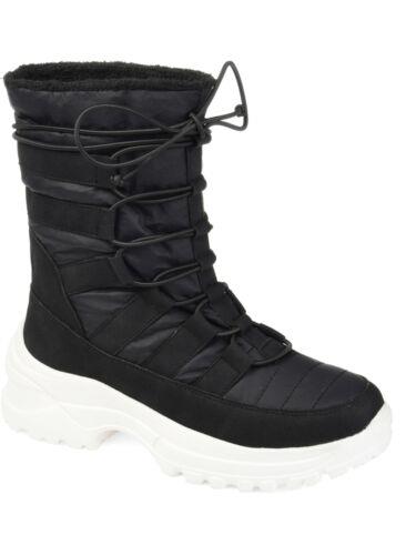  쥯 JOURNEE COLLECTION Womens Black Waterproof Icey Platform Lace-Up Snow Boots 7.5 ǥ