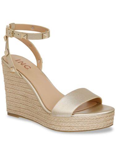 INC Womens Gold 1 Platform Maverick Open Toe Wedge Espadrille Shoes 6.5 M fB[X