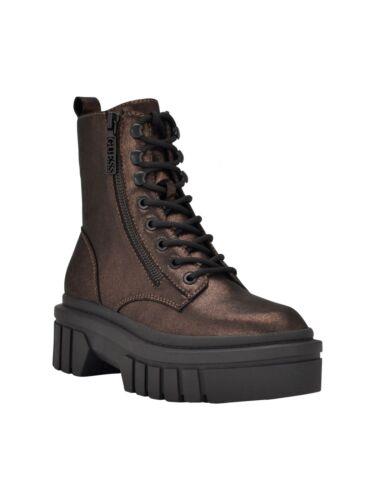  GUESS Womens Bronze Brown 1-1/2 Platform Up Faux Ferina Combat Boots 7.5 M ǥ