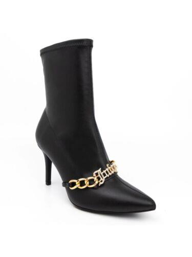 塼 塼 JUICY COUTURE Womens Black Snakeskin Tommi Pointed Toe Stiletto Boots 7.5 M ǥ