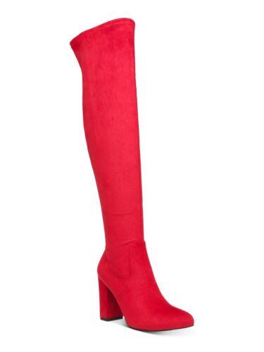 WILD PAIR Womens Red Stretch Bravy Pointed Toe Block Heel Heeled Boots 7.5 M ǥ