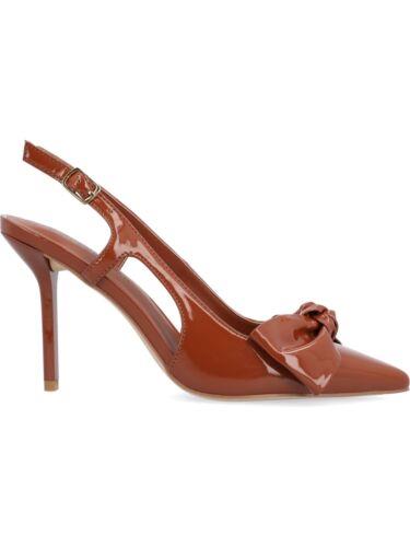 ジュルネ コレクション JOURNEE COLLECTION Womens Brown Viera Bow Pointed Toe Stiletto Slingback 8.5 レディース