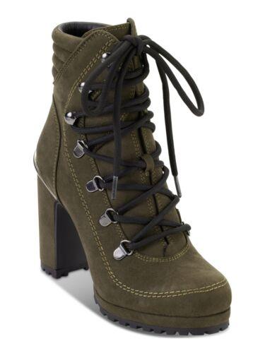 ディーケーエヌワイ DKNY Womens Green Lug Sole Padded Lenni Round Toe Block Heel Lace-Up Boots 5.5 M レディース