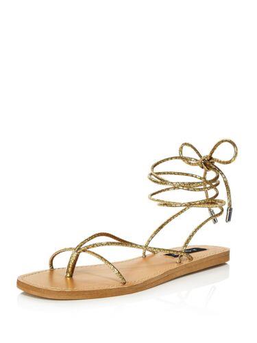 AQUA Womens Gold Snakeskin Strappy Zina Lace-Up Gladiator Sandles 8.5 M レディース