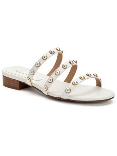 CHARTER CLUB Womens White Imitation Pearls Soraya Almond Toe Slip On Sandals 8 M レディース
