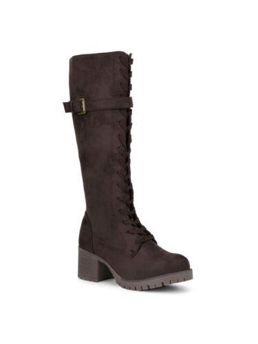 OLIVIA MILLER Womens Brown Akira Round Toe Block Heel Lace-Up Boots Shoes 9 レディース