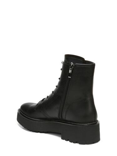 tRTg FRANCO SARTO Womens Black Shimmery Jensine Block Heel Leather Combat Boots 8.5 M fB[X