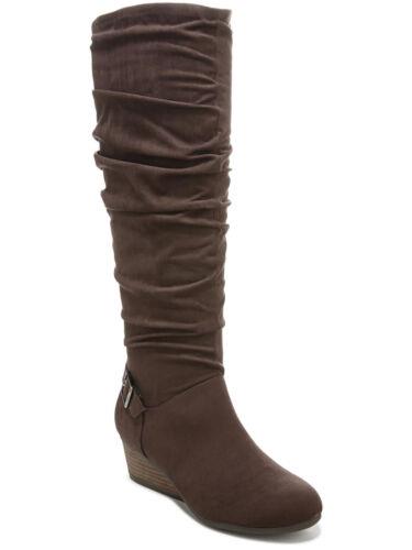 hN^[ V[ DR SCHOLLS Womens Brown Goring Ruched Break Free Round Toe Wedge Slouch Boot 7 M fB[X