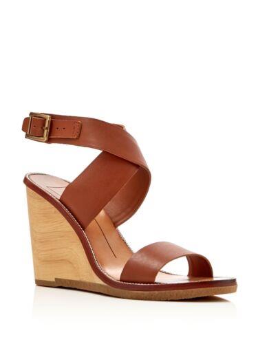 h`FB[^ DOLCE VITA Womens Brown Goring Havana Wedge Buckle Leather Heeled Sandal 10 fB[X