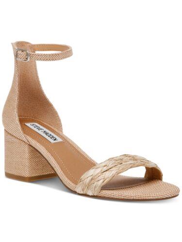 メデン STEVE MADDEN Womens Beige Raffia Irenee Open Toe Block Heel Heeled Sandal 7 M レディース