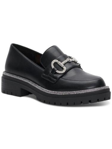 INC Womens Black Hardware Brinnia Round Toe Block Heel Slip On Loafers Shoes 6 M レディース