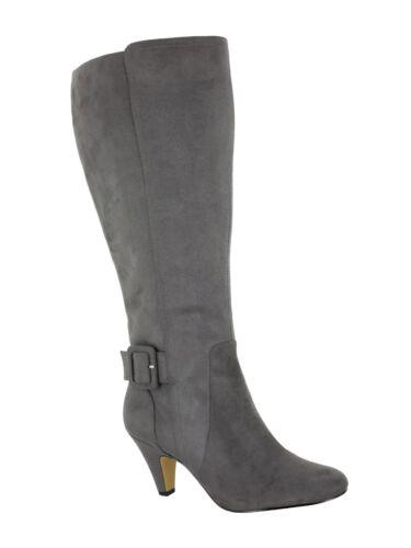 ٥ BELLA VITA Womens Gray Covered Wide Calf Troy Ii Almond Heeled Boots 9 M WC ǥ