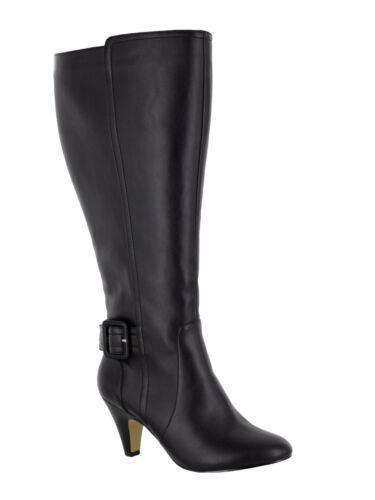 ٥ BELLA VITA Womens Black Covered Wide Calf Troy Ii Almond Heeled Boots 9 WC ǥ