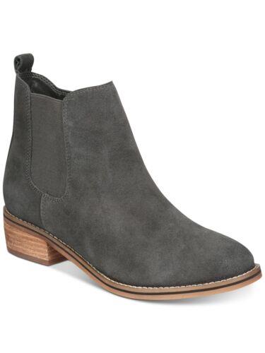 AQUA COLLEGE Womens Gray Heel Pull-Tab Lori Toe Block Heel Leather Booties 9 W レディース