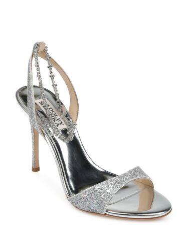 バッジリーミシュカ BADGLEY MISCHKA Womens Silver Gem Tiffany Stiletto Slip On Slingback Sandal 7 レディース