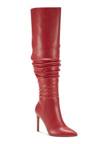 INC Womens Red Slouch Iyonna Pointed Toe Stiletto Zip-Up Dress Boots 7.5 M fB[X