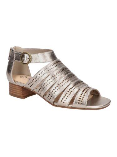 ベラヴィータ BELLA VITA Womens Silver Betsy Round Toe Block Heel Leather Heeled Sandal 6.5 WW レディース