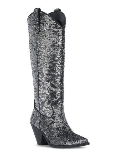 INC Womens Silver Sequined Ipiriah Round Toe Stacked Heel Western Boot 5 M fB[X
