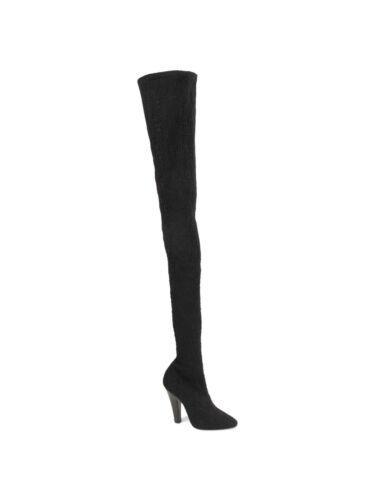 T [ SAINT LAURENT Womens Black Stretch Koller Pointed Toe Cone Heel Dress Boots 40 fB[X