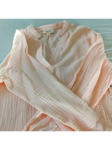 STYLE & COMPANY Womens Pink Split Neck Popover Roll-tab Sleeve Top S ǥ