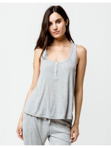 スプレンディッド SPLENDID Intimates Gray Henley Tank Sleep Shirt Pajama Top L レディース