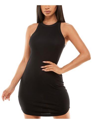 フェイマス ALMOST FAMOUS Womens Black Curved Hem Sleeveless Mini Body Con Dress Juniors L レディース