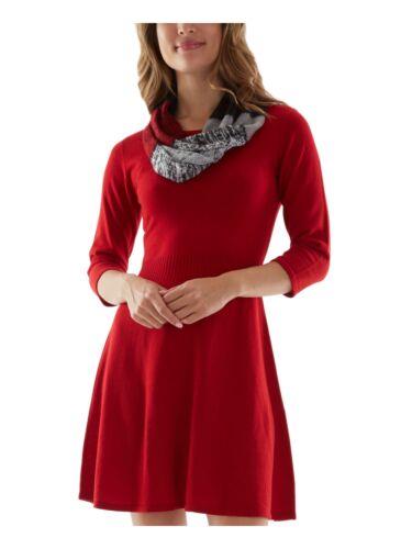 BCX DRESS Womens Red Scarf Sweater 3/4 Sleeve Above The Knee Dress XXS レディース