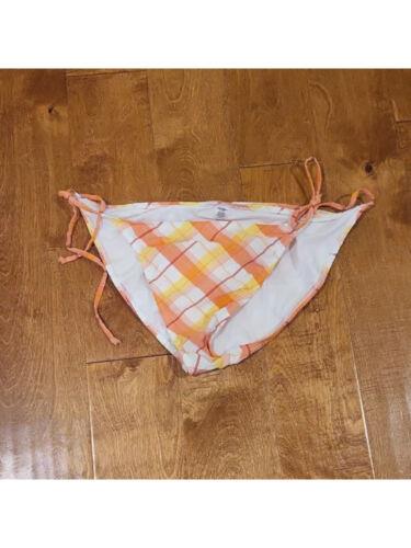 OLD NAVY Women's White Plaid Seersucker Lined Tie Bikini Swimwear Bottom XL レディース