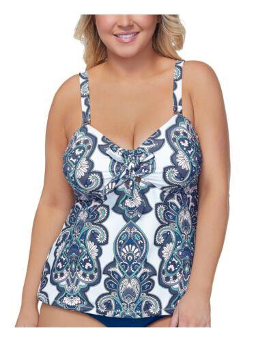 RAISINS Women's White Tie Golden Hour Zanzibar Tankini Top 14W ǥ