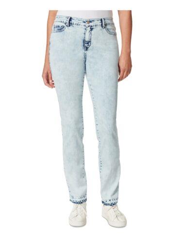 グロリア ヴァンダービルト GLORIA VANDERBILT Womens Light Blue Zippered Raw Hem Straight leg Jeans 8 レディース