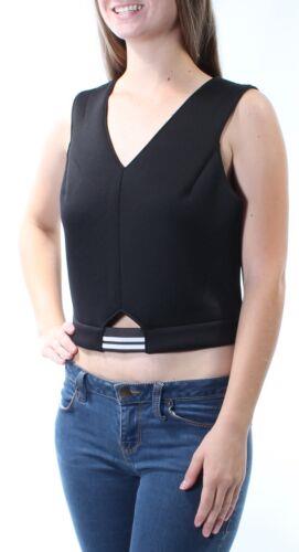KIIND OF Womens Black Cut Out Sleeveless V Neck Crop Top Size: M ǥ