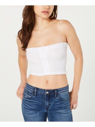 ゲス GUESS Womens White Ruched Sleeveless Strapless Tube Top Size: M レディース