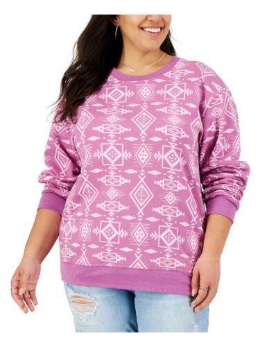 マイティファイン MIGHTY FINE Womens Purple Printed Sweatshirt Plus 1X レディース