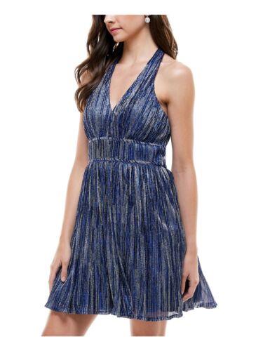 CITY STUDIO Womens Blue Sleeveless Short Party Fit + Flare Dress Juniors 1 レディース