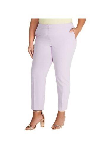 BAR III Womens Purple Pocketed Zippered Wear To Work Straight leg Pants 14W レディース