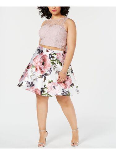 CITY STUDIO Womens Pink Floral Sleeveless Prom Top Plus Size: 24W レディース
