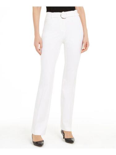 ALFANI Womens White Belted Solid Straight leg Pants Size: 8 レディース