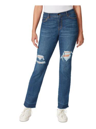 グロリア ヴァンダービルト GLORIA VANDERBILT Womens Blue Denim Distressed Raw Hem Straight leg Jeans 10 レディース