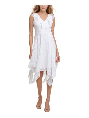 ケンジー KENSIE DRESSES Womens White Handkerchief Hem Sleeveless Midi Dress 12 レディース
